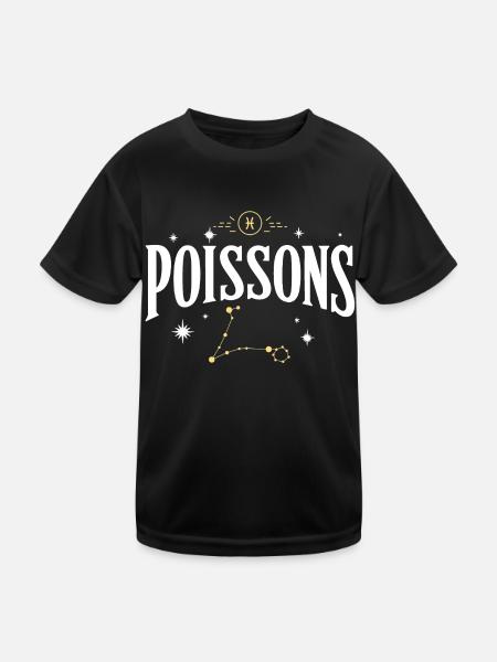 Signe astro poissons - T-shirt sport Enfant - noir - Devant