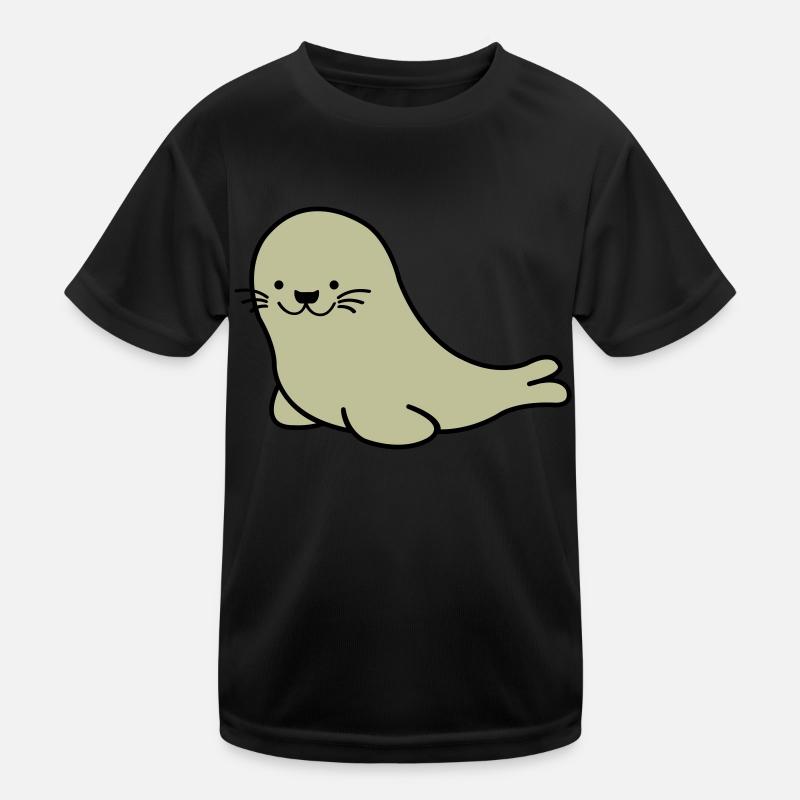 seehund 02 - Kinder Funktions-T-Shirt - Schwarz