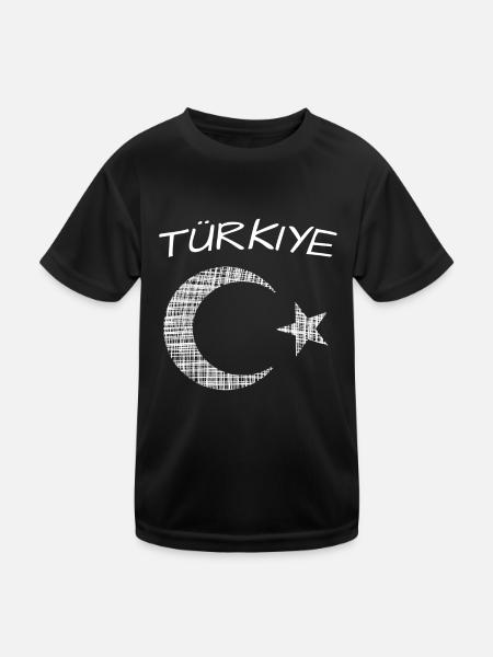 Türkiye - Kinder Funktions-T-Shirt - Schwarz - Vorne