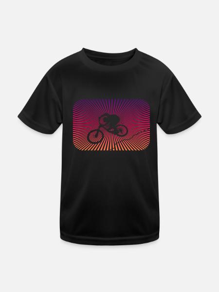 Downhill biken - Kinder Funktions-T-Shirt - Schwarz - Vorne