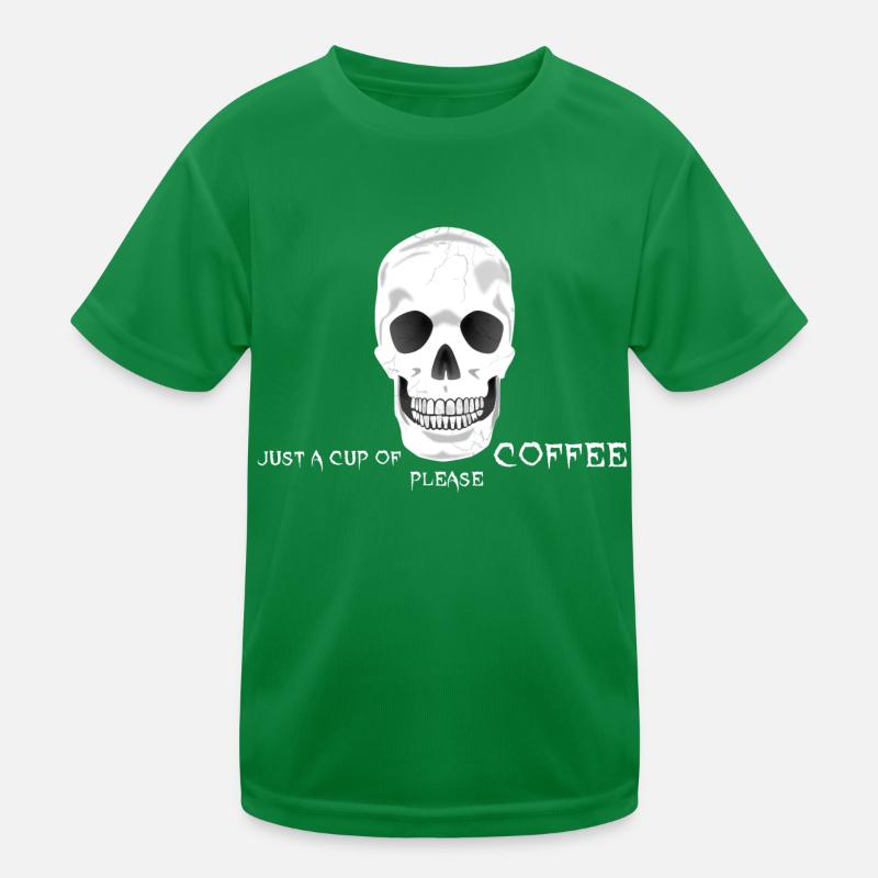 Coffee Caffeine Skull Kids Functional T-Shirt
