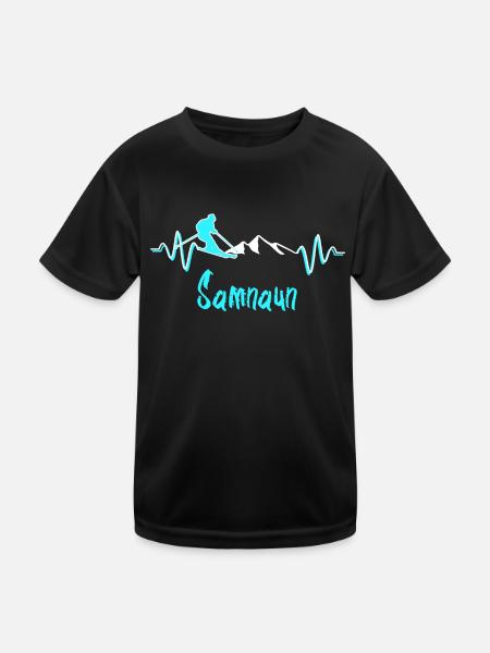 Skifahren Samnaun - Kinder Funktions-T-Shirt - Schwarz - Vorne