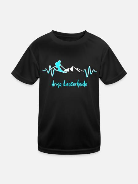 Skiing Arosa Lenzerheide - Kids Functional T-Shirt - black - Front