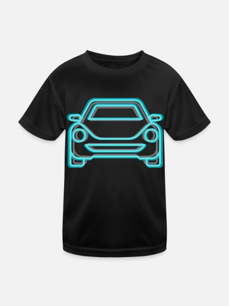 Auto blau - Kinder Funktions-T-Shirt - Schwarz - Vorne