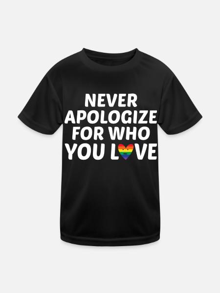 Never Apologize For Who You Love Rainbow Pride Lgb - Kinder Funktions-T-Shirt - Schwarz - Vorne
