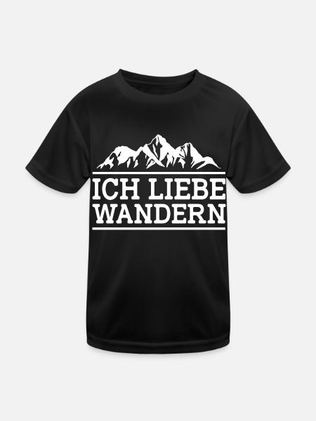 Ich Liebe Wandern Trekking Wanderer Bergsteigen Ou - Kinder Funktions-T-Shirt - Schwarz - Vorne