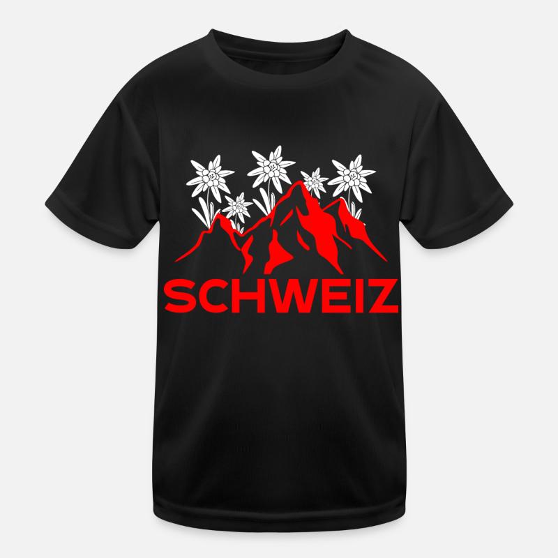 Schweizer Berge - Kinder Funktions-T-Shirt - Schwarz