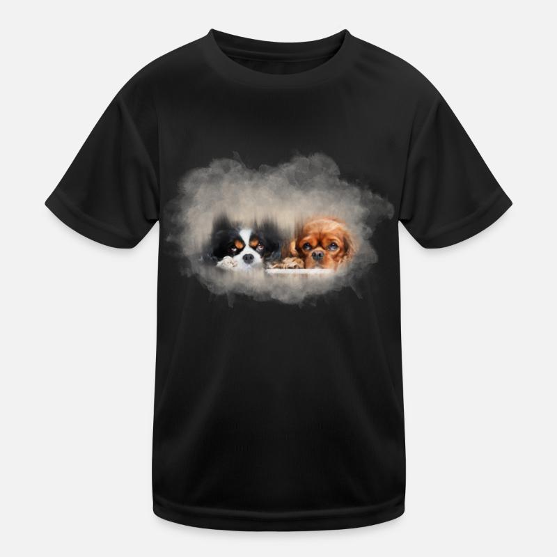 Zwei niedliche Cavaliers transparent Kinder Funktions-T-Shirt