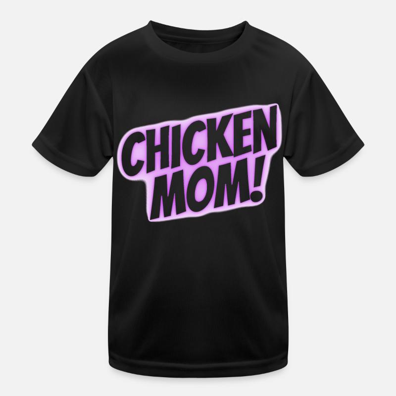 chicken mom - Kinder Funktions-T-Shirt - Schwarz