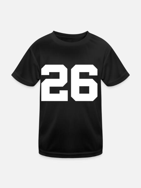 Anzahl 26 - Kinder Funktions-T-Shirt - Schwarz - Vorne