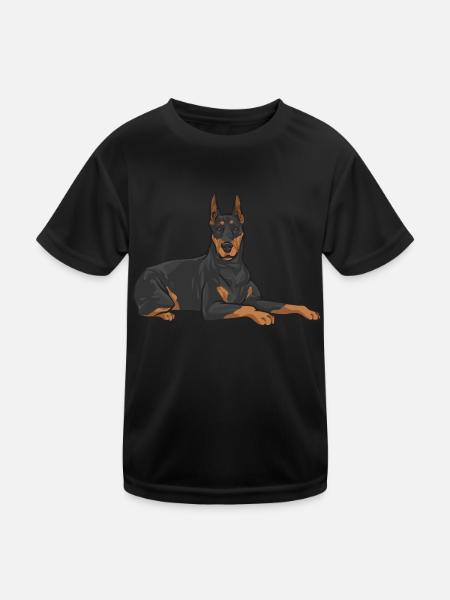 Doberman Pinscher Dog Dobie - Kids Functional T-Shirt - black - Front