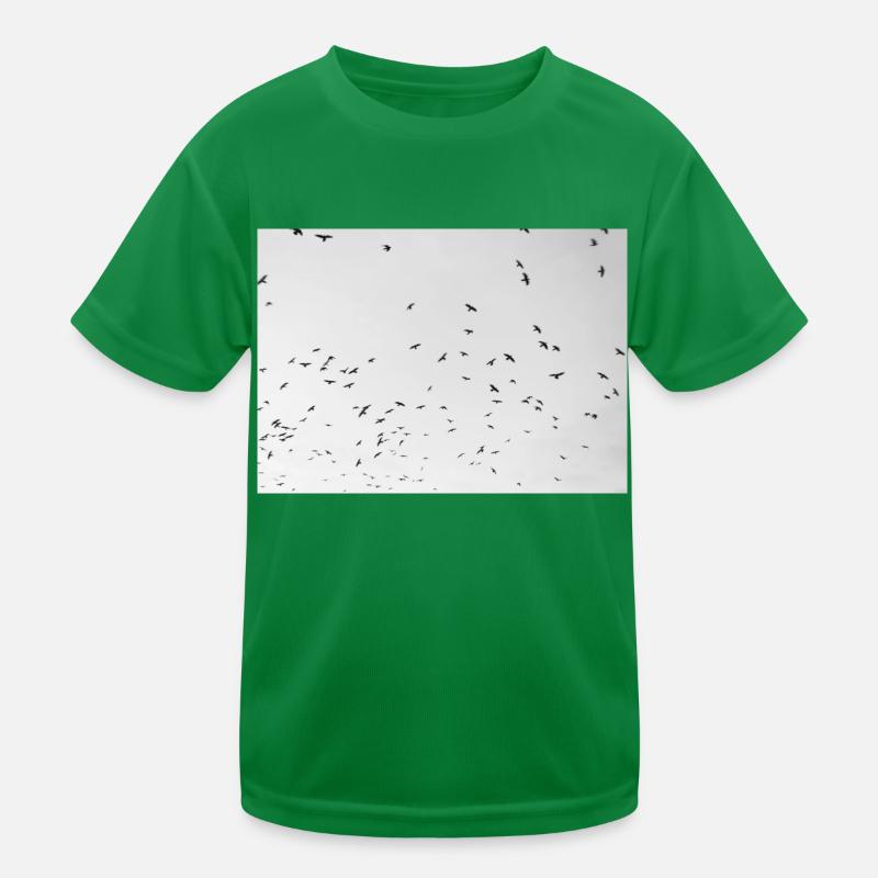 Excited crows with a cloudy sky Kids Functional T-Shirt