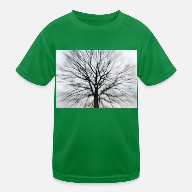 Silhouette eines kahlen Baumes mit runder Baumkrone Kinder Funktions-T-Shirt