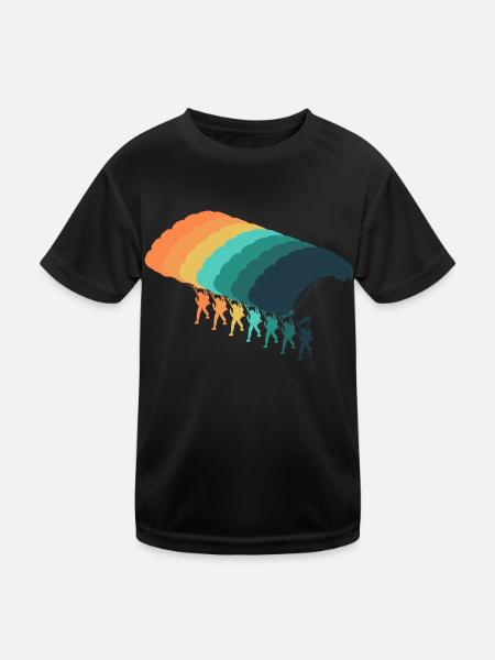Vintage-Fallschirm - Kinder Funktions-T-Shirt - Schwarz - Vorne