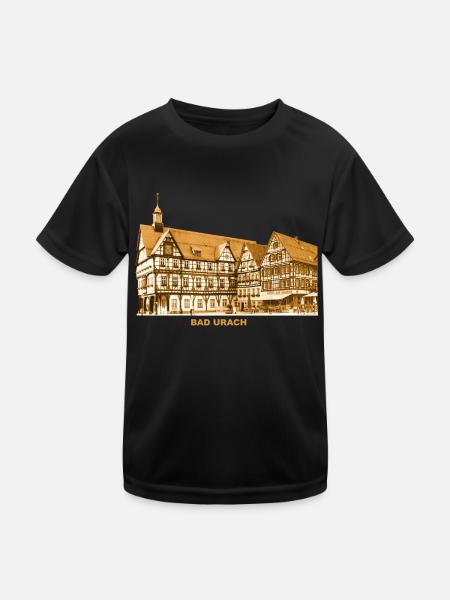 Bad Urach Rathaus Erms Alb Baden-Württemberg - Kinder Funktions-T-Shirt - Schwarz - Vorne