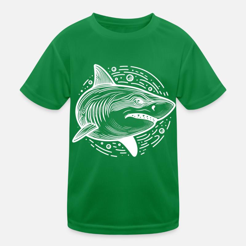 Shark Drawing Circle Kids Functional T-Shirt