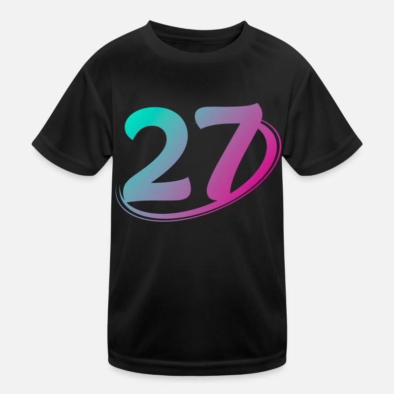 Nummer 27 mehrfarbig Kinder Funktions-T-Shirt