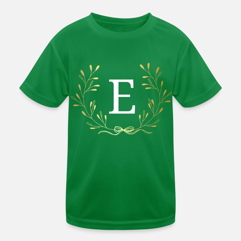 Buchstabe e Goldene Blumenkrone Kinder Funktions-T-Shirt