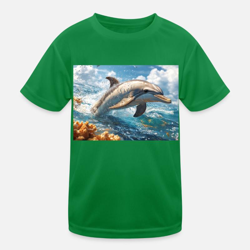 Springender Delfin Tümmler Meeressäuger Kinder Funktions-T-Shirt