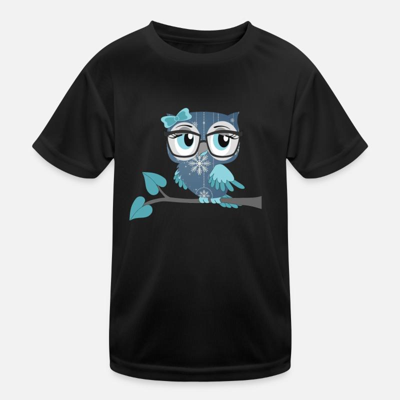 Eule_Schnee-Eule - Kinder Funktions-T-Shirt - Schwarz