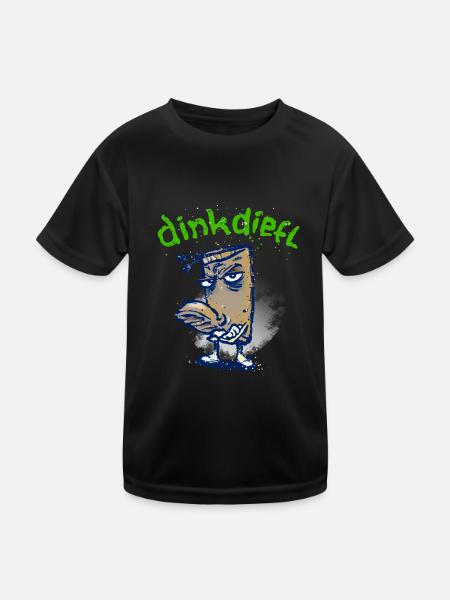 Dinkdiefl - Kinder Funktions-T-Shirt - Schwarz - Vorne