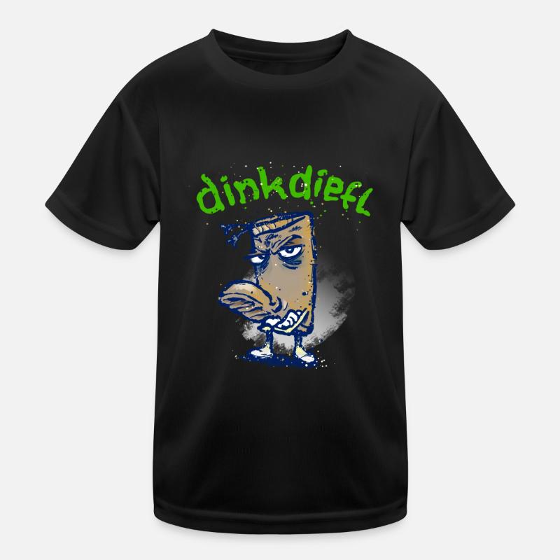 Dinkdiefl - Kinder Funktions-T-Shirt - Schwarz