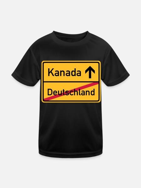 ortsschild_kanada__f3 - Kinder Funktions-T-Shirt - Schwarz - Vorne