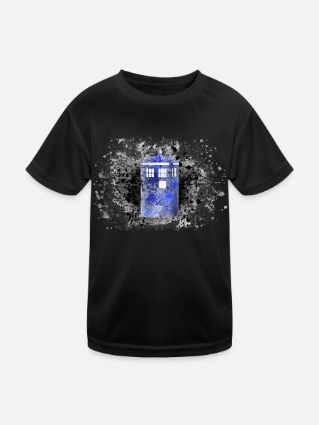 Tardis Paint Splatter - Kids Functional T-Shirt - black - Front