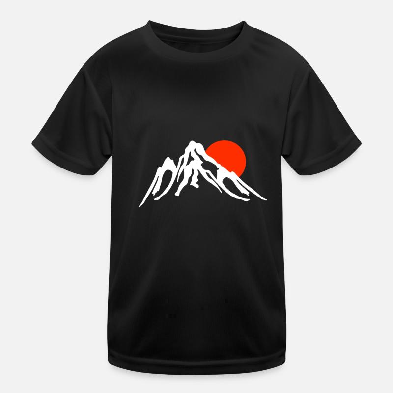 Berg mit roter Sonne Kinder Funktions-T-Shirt
