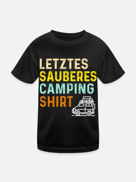 Letztes sauberes Camping Shirt - Kinder Funktions-T-Shirt - Schwarz - Vorne