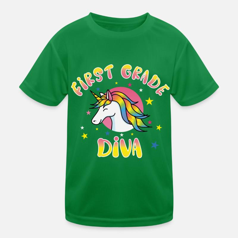 First Grade Diva Unicorn Enrollment Gift Kids Functional T-Shirt