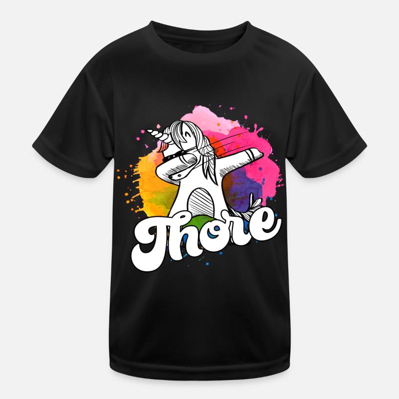 THORE - Schöner Jungen Name mit Coolem Einhorn Kinder Funktions-T-Shirt