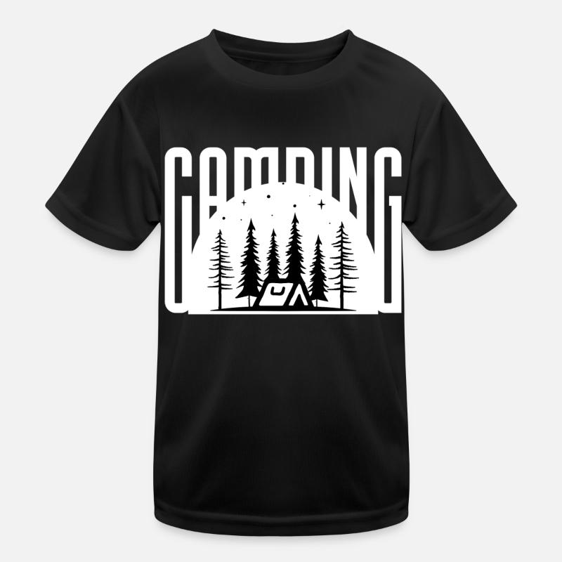 Camping Zelt Nacht Wald Kinder Funktions-T-Shirt