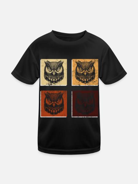 Chouettes mignonnes, nature, art, animaux de la - T-shirt sport Enfant - noir - Devant