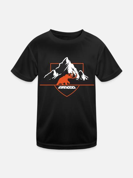 mammut in den bergen wappen schild - Kinder Funktions-T-Shirt - Schwarz