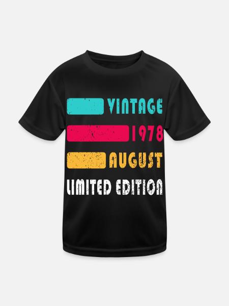 Août 1978 Anniversaire Août 1978 Août - T-shirt sport Enfant - noir - Devant