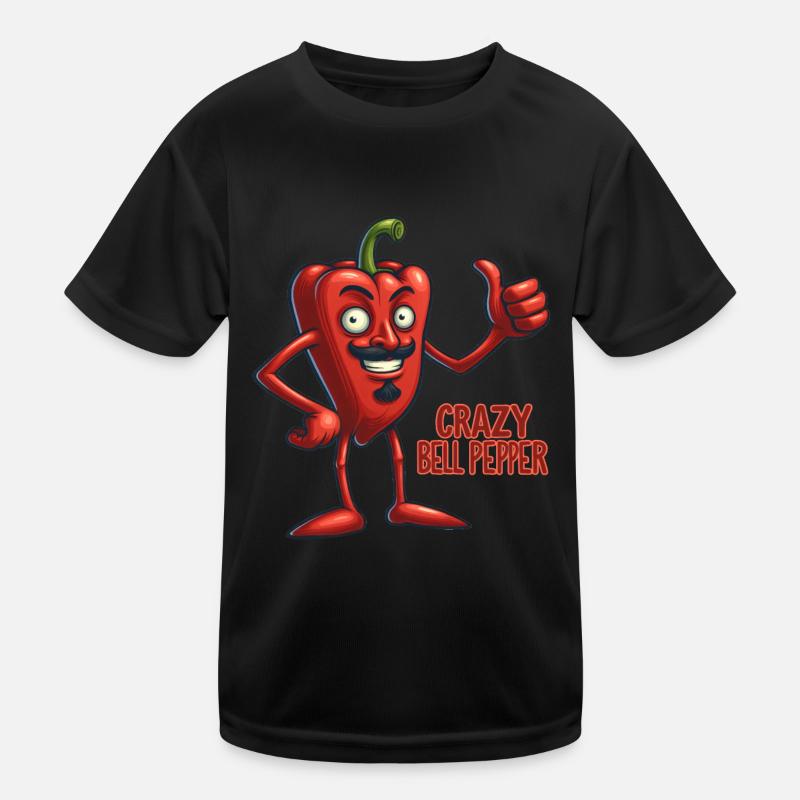 Crazy Veggies: Bell Pepper With Mustache, Goatee Kids Functional T-Shirt