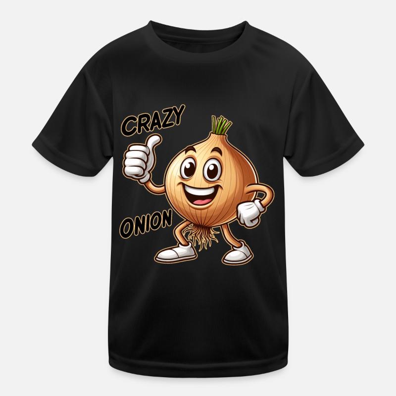 Crazy Veggies: Onion With Goatee and Thumbs Up Kids Functional T-Shirt