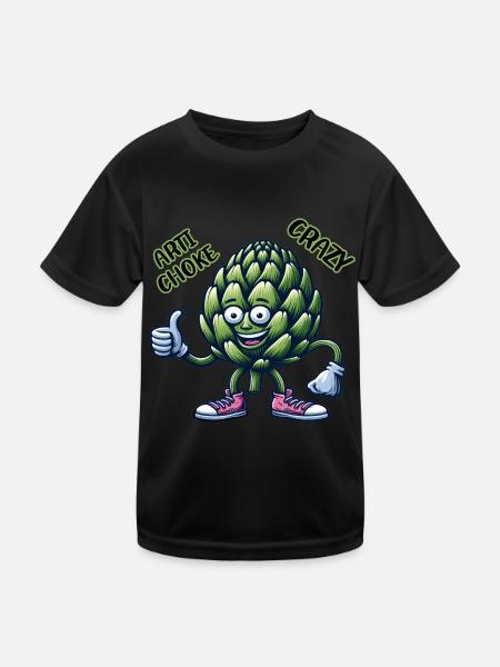 Crazy Veggies: Artichoke Gang Thumbs Up - Kinder Funktions-T-Shirt - Schwarz - Vorne