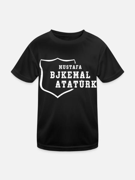 Atatürk Turkey Mustafa BJKemal Silhouette - Kinder Funktions-T-Shirt - Schwarz - Vorne