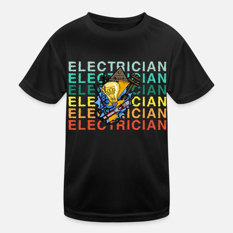 Electrician Electrician Lighting Technician Lamp Kids Functional T-Shirt
