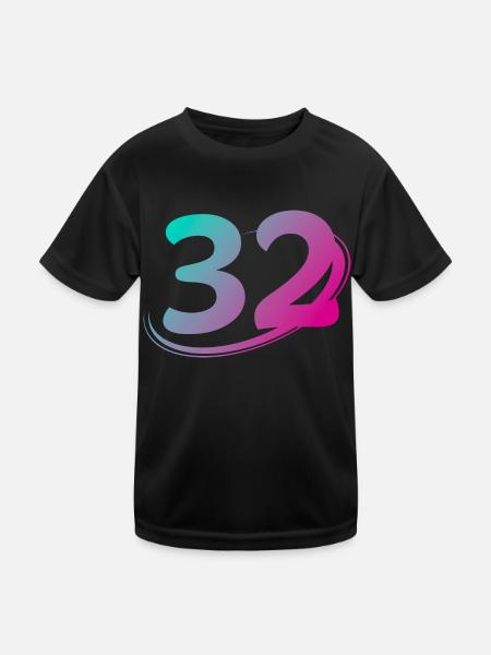 Nummer 32 mehrfarbig - Kinder Funktions-T-Shirt - Schwarz - Vorne