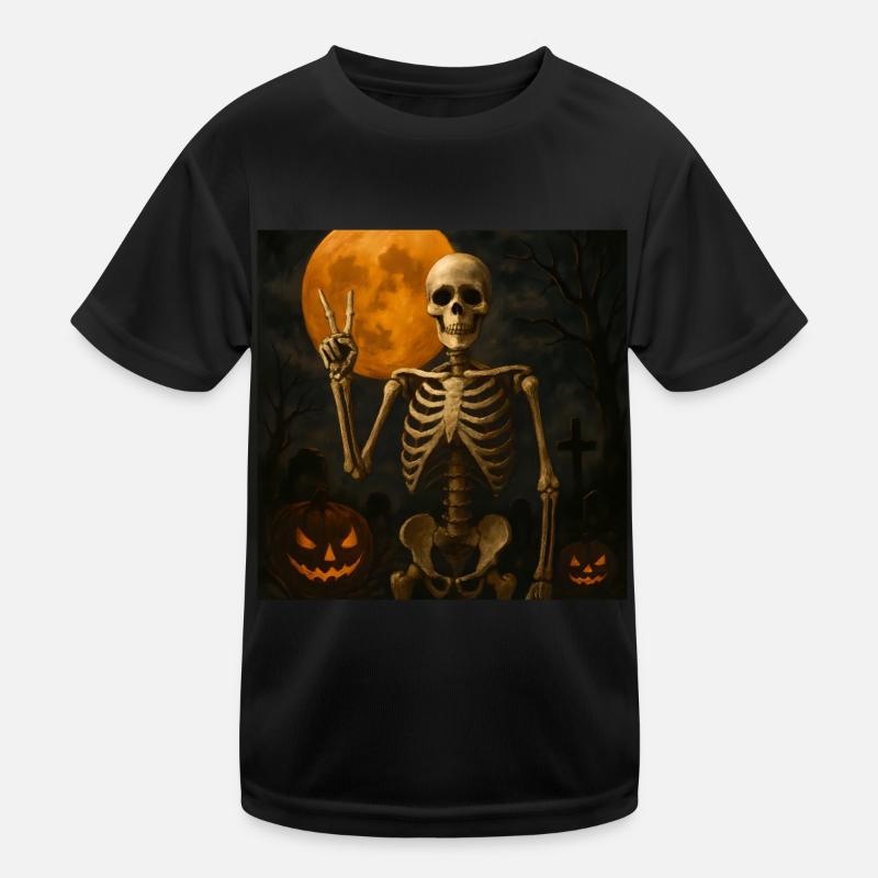 Cadeau d’Halloween squelette effrayant T-shirt sport Enfant