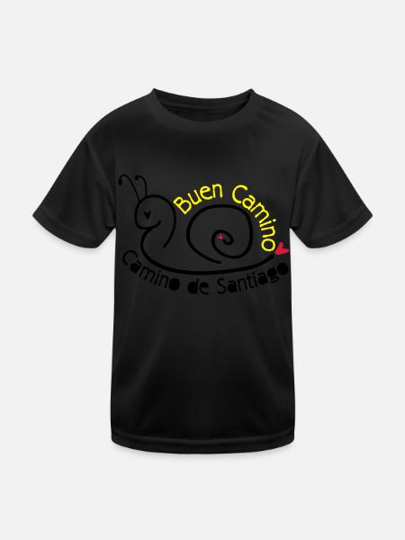Camino de Santiago Schnecke - Kinder Funktions-T-Shirt - Schwarz - Vorne