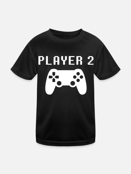 Player 2 - Kids Functional T-Shirt - black - Front