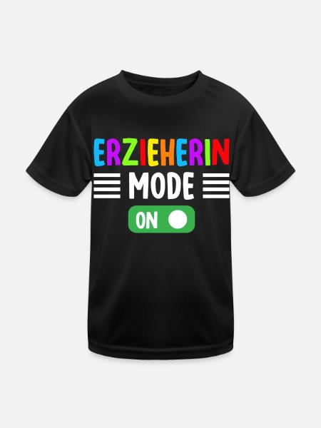 Kindergärtnerin Erzieherin Mode on! - Kinder Funktions-T-Shirt - Schwarz - Vorne