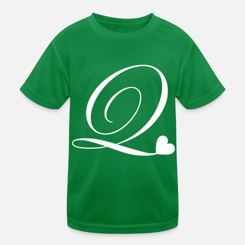 Buchstabe q Herz Kalligraphie Kinder Funktions-T-Shirt