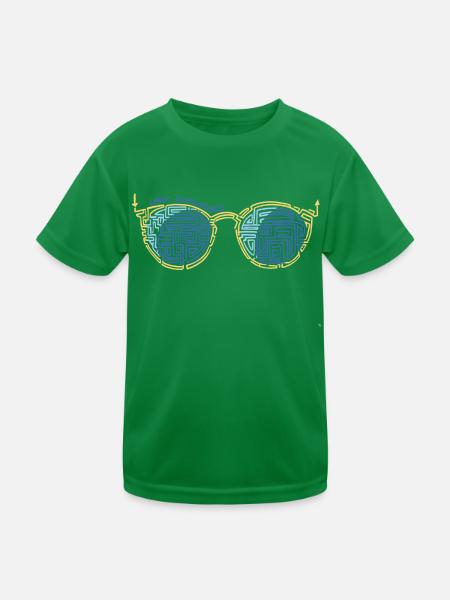 Laby Sonnenbrille 1 - Kinder Funktions-T-Shirt - Kelly Green - Vorne