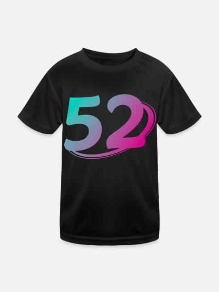 Nummer 52 mehrfarbig - Kinder Funktions-T-Shirt - Schwarz - Vorne