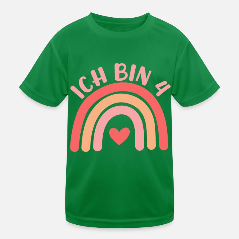 Ich bin 4 niedliche Regenbogen Design Junge Mädche Kids Functional T-Shirt